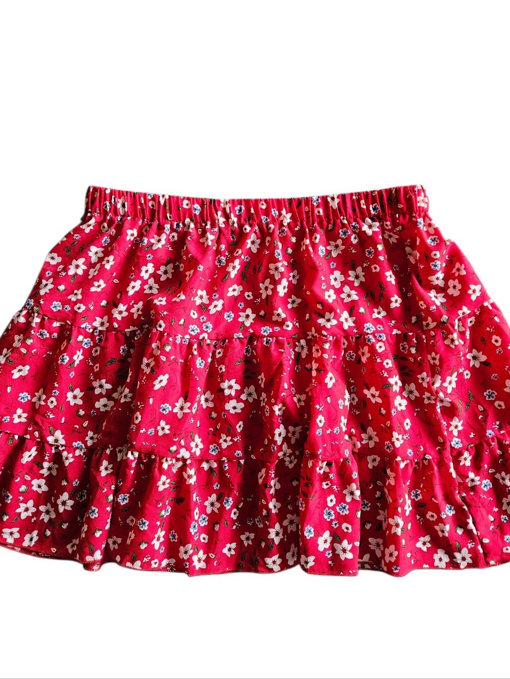 SHEIN Red Floral Tiered Mini Skirt, 1X